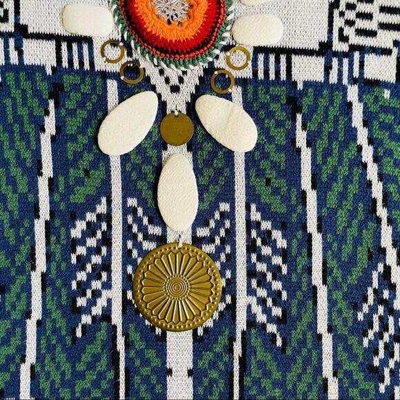 Anthropologie Cecilia Prado Boho Colorful Crochet Metal Collar Printed Dress - Picture 7 of 10